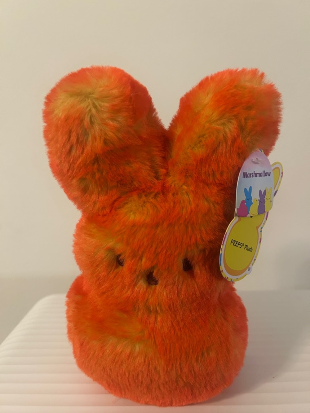 Marshmallow Plush Bunny - Orange Fuzzy peeps plush